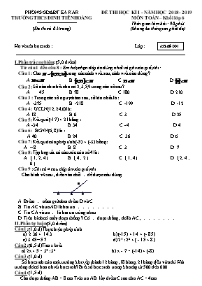 Đề thi học kỳ I môn Toán Lớp 6 - Mã đề 001 - Năm học 2018-2019 - Trường THCS Đinh Tiên Hoàng
